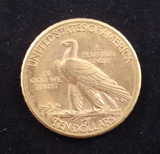 A USA 1910 Indian head gold 10 dollars,